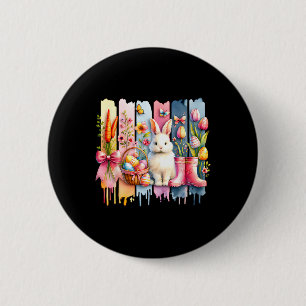 Flower Floral Happy Easter Bunny Rabbit Easter Bun 6 Cm Round Badge
