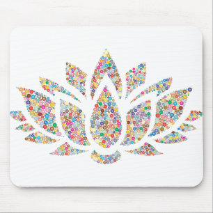 Flower Floral Lotus Plant Circles Dots Abstract Mouse Mat