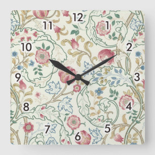 Flower, Floral Pattern, William Morris Square Wall Clock