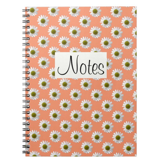 Flower floral print daisies on pink notebook (Front)