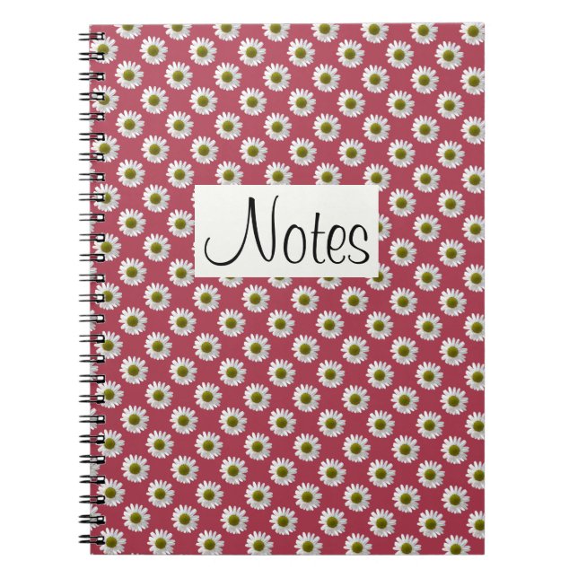 Flower floral print daisies on purple notebook (Front)