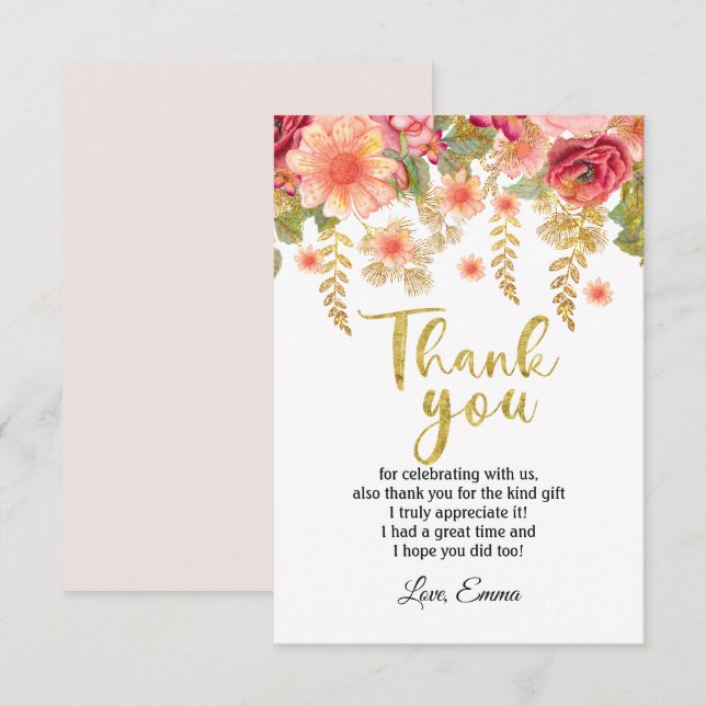 flower, floral  thank you card (Front/Back)