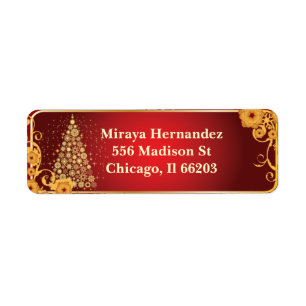 Flower Flourish & Christmas Tree Address Labels