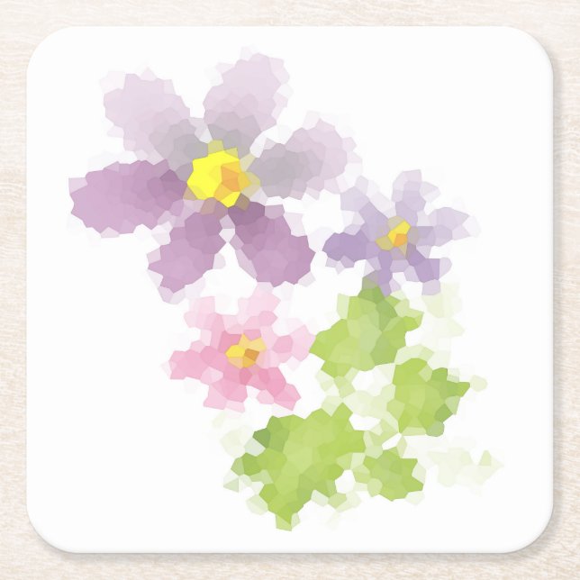 Flower flower mosaic 2 square paper coaster (Front)