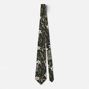 Flower Foliage Watercolor Seamless Floral Pattern Tie