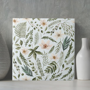 Flower Foliage Watercolor Seamless Floral Pattern Tile