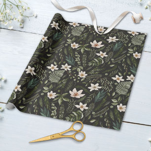 Flower Foliage Watercolor Seamless Floral Pattern Wrapping Paper