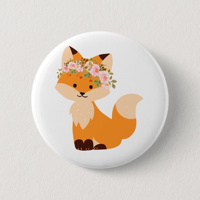 Flower Fox Button (Front)