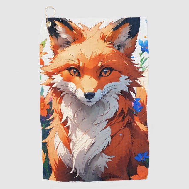 Flower Fox Golf Towel (Front)