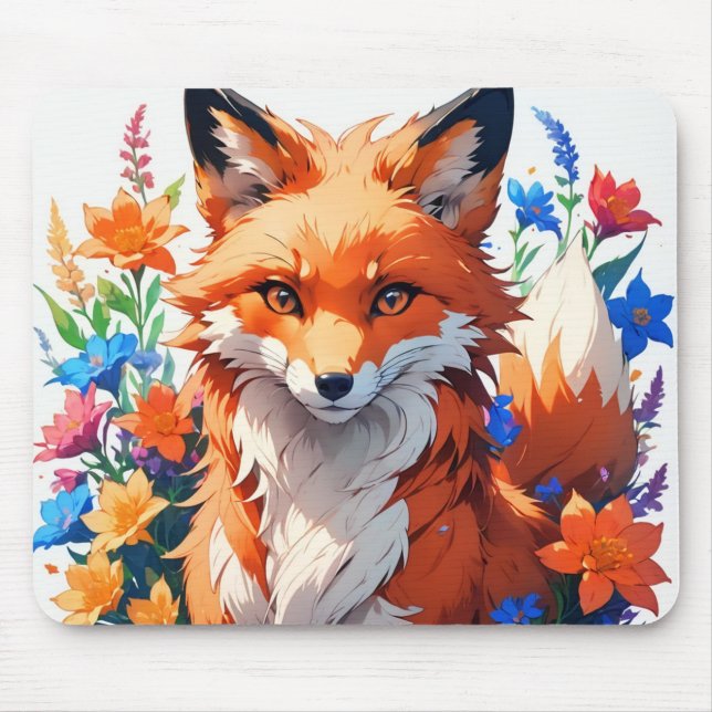 Flower Fox Mouse Mat (Front)