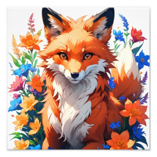 Flower Fox Photo Print