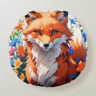 Flower Fox Round Cushion