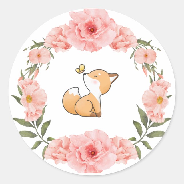 Flower Fox Sticker (Front)
