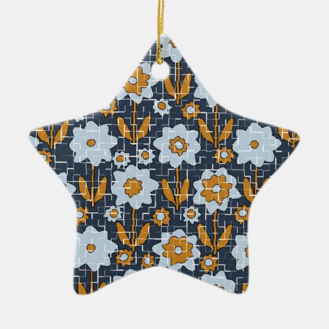 Flower Fragments Ceramic Tree Decoration (Front)