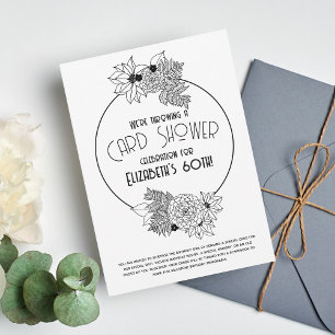 Flower Frame Card Shower 60th Birthday Invitation