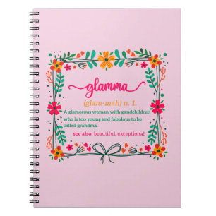 Flower Frame Glamma Grandma Grandmother Definition Notebook
