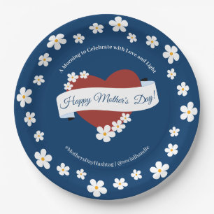 Flower Frame Heart Happy Mother's Day Event Paper Plate