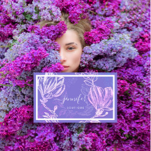  Flower Frame QR Code Custom Logo Purple Lilac Business Card