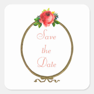 Flower Frame Square Stickers