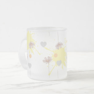 flower frosted glass coffee mug