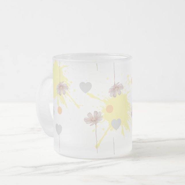 flower  frosted glass coffee mug (Front Left)