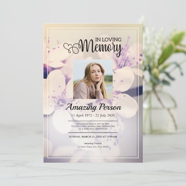 Flower Funeral order of service Invitation (Standing Front)