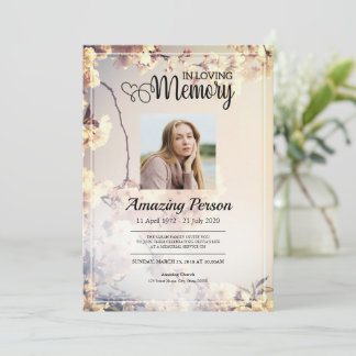 Flower Funeral order of service Invitation