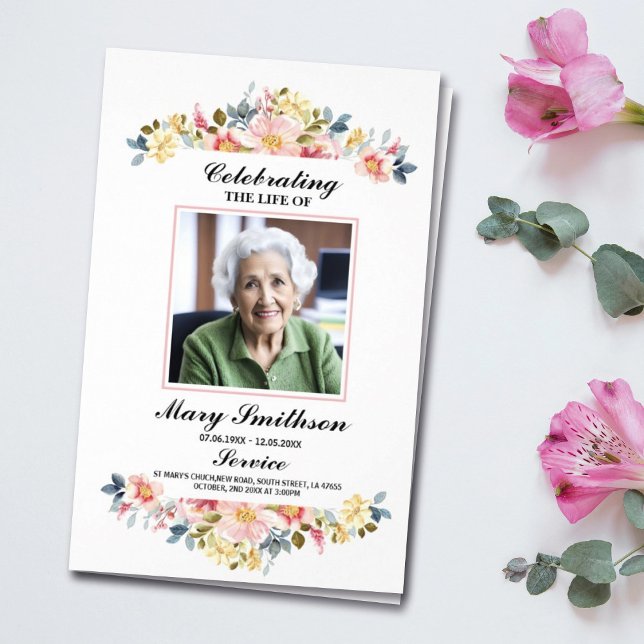 Flower Funeral Order Service Celebration of Life  Flyer (Creator Uploaded)