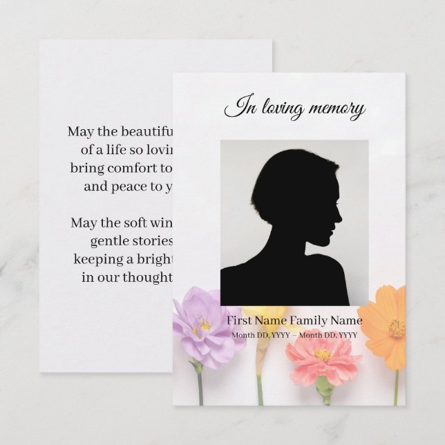 Flower funeral prayer card (Front/Back)