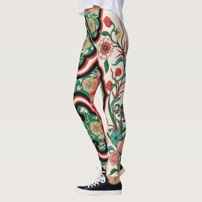 Flower Garden Abstract Vintage Chinese  Leggings (Left)