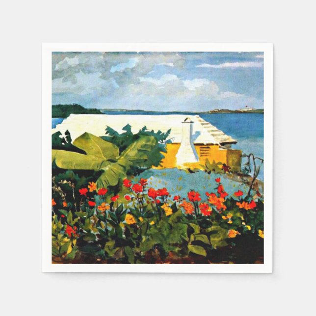 Flower Garden and Bungalow by Winslow Homer Napkin (Front)