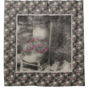 Flower Garden Antique Chair Nature Art Pattern  Shower Curtain