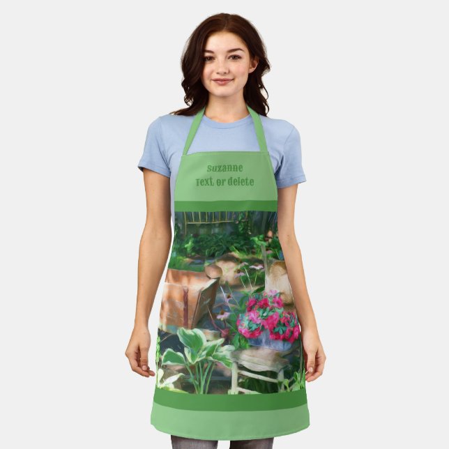 Flower Garden Antique Chair Personalised Apron (Worn)