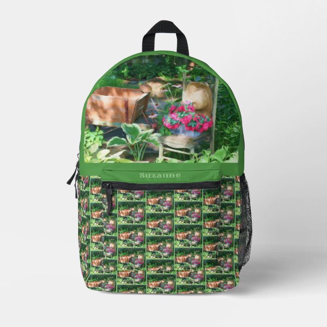 Flower Garden Antique Chair Personalised Printed Backpack (Front)