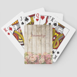 Flower Garden at Wood Fence Personalise Playing Cards