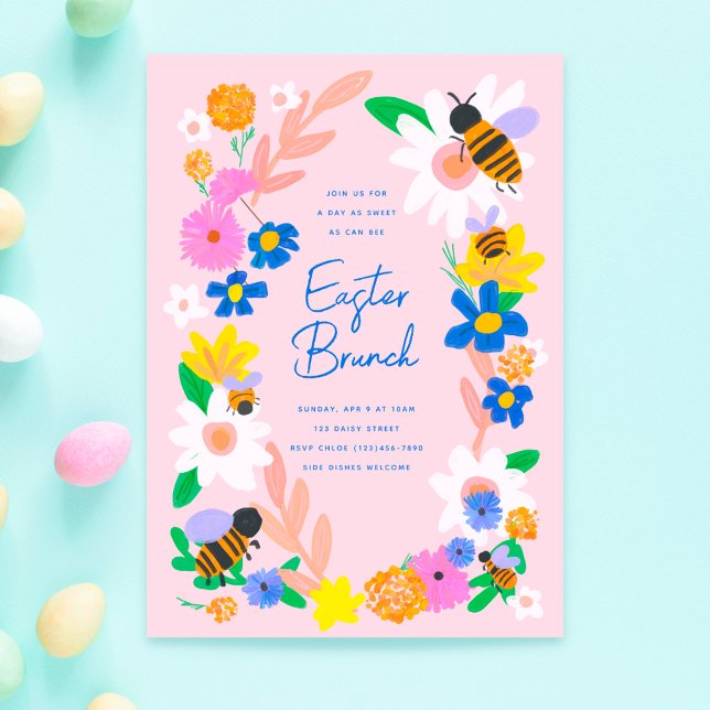 Flower Garden Bees Easter Invitation (Creator Uploaded)