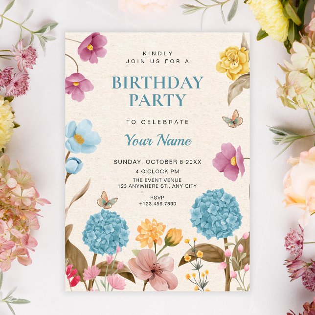 Flower garden birthday invitation (Creator Uploaded)