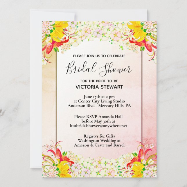 Flower Garden Bridal Shower Invitation (Front)