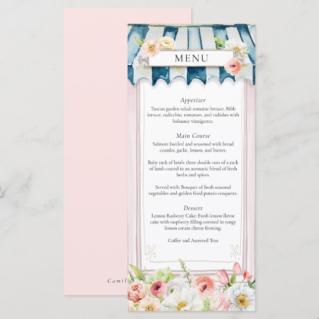 Flower Garden Bridal Shower Menu (Front/Back)