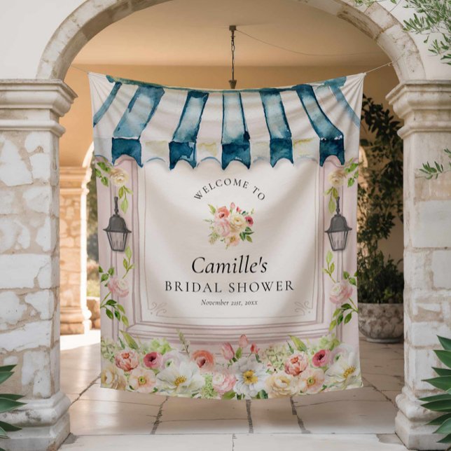 Flower Garden Bridal Shower Welcome Backdrop Tapestry (Floral Garden Bridal Shower Photo Backdrop)