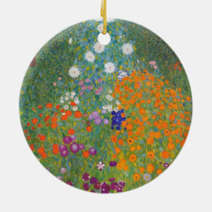 Flower Garden (by Gustav Klimt) Ceramic Tree Decoration