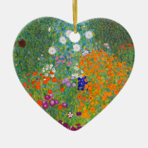 Flower Garden by Gustav Klimt Ceramic Tree Decoration