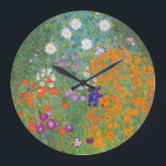 Flower Garden by Gustav Klimt Large Clock<br><div class="desc">Beautiful colourful painting of a flower garden by Gustav Klimt. Amazing variations of colours and beautiful flowers fit just beautiful on many sorts of wonderful products and gift ideas.</div>