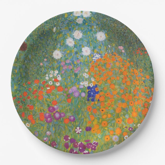 Flower Garden (by Gustav Klimt) Paper Plate (Front)