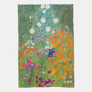 Flower Garden by Gustav Klimt Tea Towel