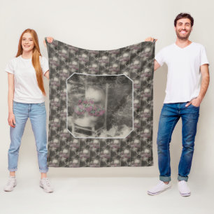 Flower Garden Chair Nature Pattern Vintage Fleece Blanket