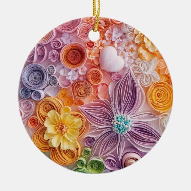 Flower garden circle ceramic tree decoration (Front)