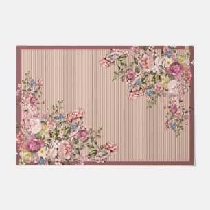 Flower Garden Doormat, Pink Flower Welcome Doormat