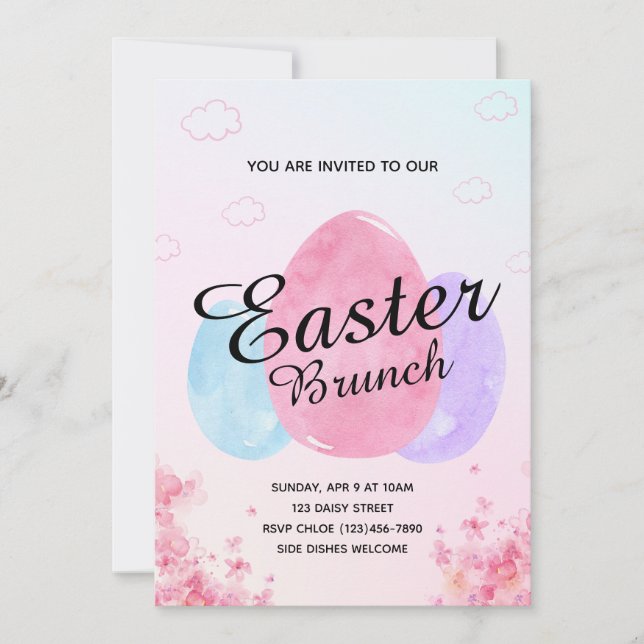 Flower Garden Eggs Easter brunch colourful Invitation (Front)