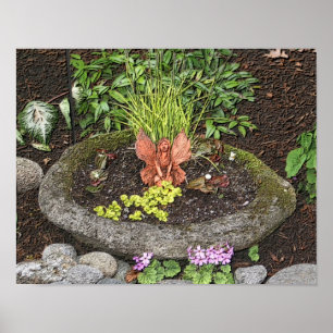 Flower Garden Fairy Charcoal Photo Painting Poster
